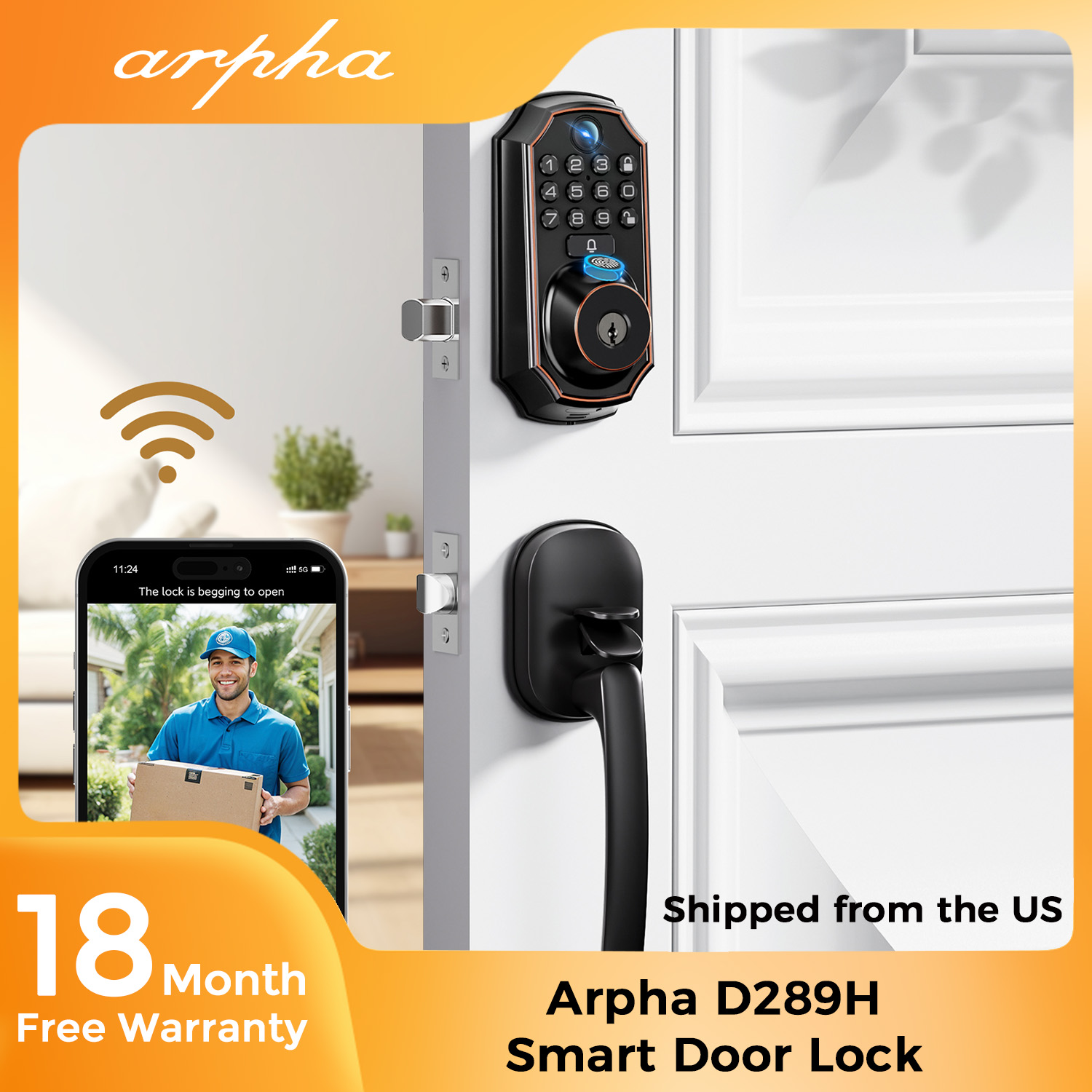 ARPHA D289H Smart Door Lock wi - đánh giá và giá Home Security Front Door Camera